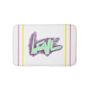 liefde graffiti paars groen mint typografie stippe badmat
