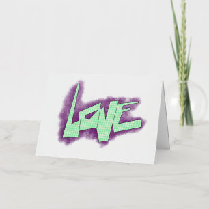 liefde graffiti paars groen mint typografie stippe folie feestdagenkaart