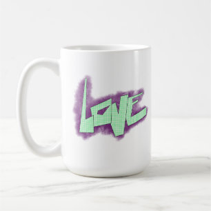 liefde graffiti paars groen mint typografie stippe koffiemok
