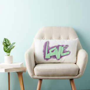 liefde graffiti paars groen mint typografie stippe kussen