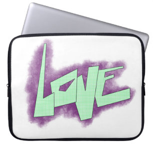 liefde graffiti paars groen mint typografie stippe laptop sleeve