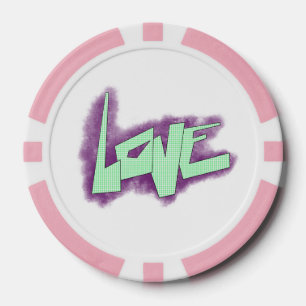 liefde graffiti paars groen mint typografie stippe poker chips