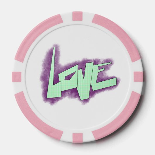 liefde graffiti paars groen mint typografie stippe poker chips (Voorkant)