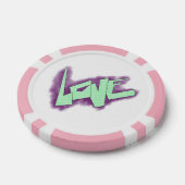 liefde graffiti paars groen mint typografie stippe poker chips (Enkel)