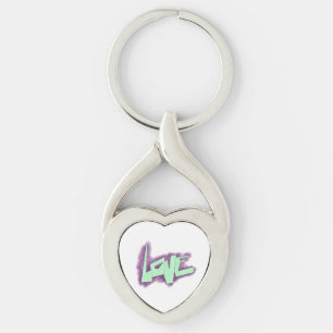 liefde graffiti paars groen mint typografie stippe sleutelhanger