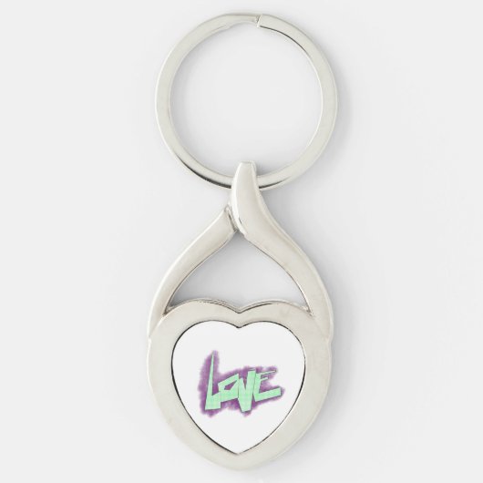 liefde graffiti paars groen mint typografie stippe sleutelhanger (Voorkant)