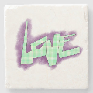 liefde graffiti paars groen mint typografie stippe stenen onderzetter