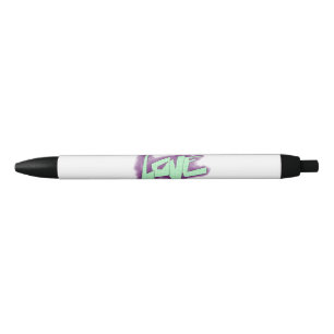 liefde graffiti paars groen mint typografie stippe zwarte inkt pen