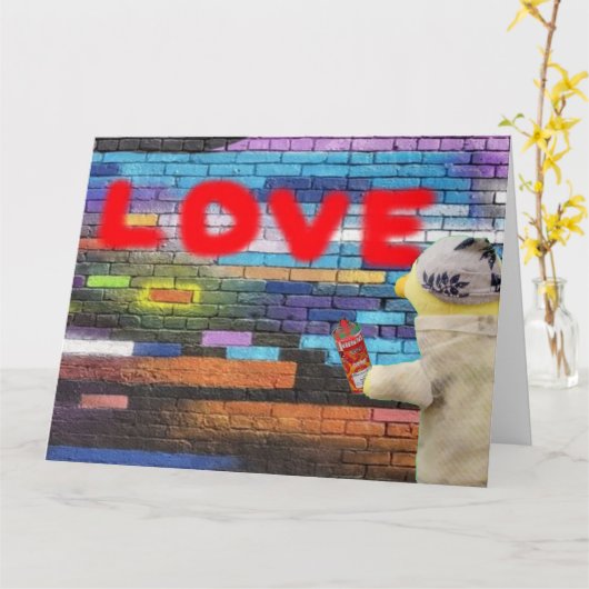 Liefde Graffiti wandkunst. Kaart (Gele Bloem)