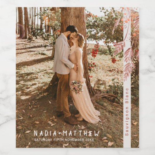 Liefde gras bessen schets herfst bruiloft wijn etiket (Enkel label)