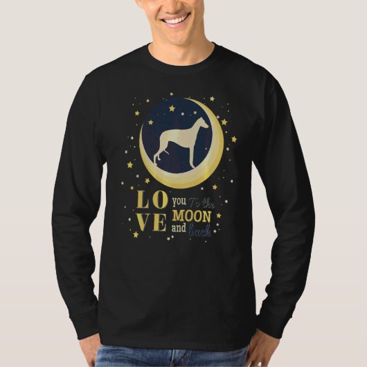 Liefde Greyhound Windhond naar de maan T-shirt (Voorkant)