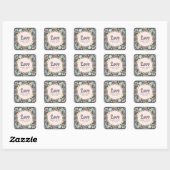Liefde. Grijs Blush Roze Modern Floral Wedding Vierkante Sticker (Vel)