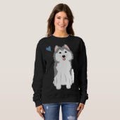 Liefde Grijs Pomsky Pommeranian Husky Trui (Voorkant volledig)