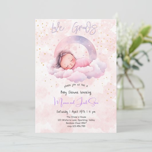 Liefde groeit, baby shower kaart (Staand voorkant)