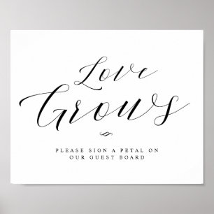 Liefde groeit bloeiend Petal Guest Board bruiloft  Poster