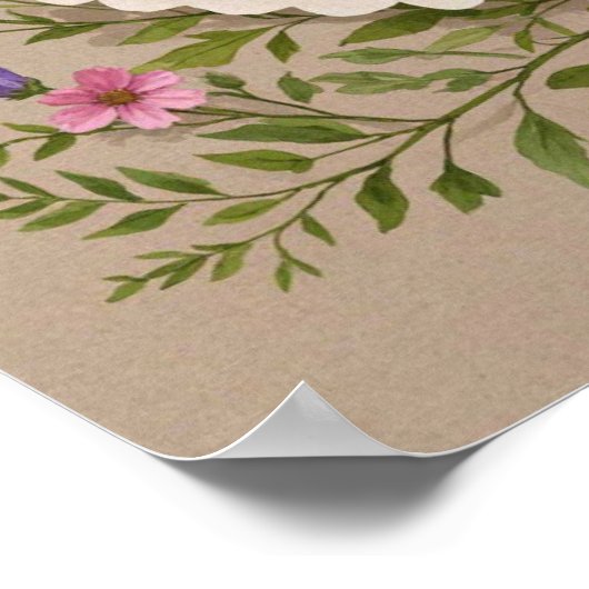 Liefde groeit boho, wilde bloemen, tarwe, vlinders poster (Hoek)