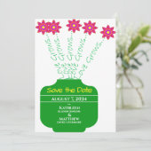 "Liefde groeit" Helderbloemige bruiloft bespaart d Save The Date (Staand voorkant)