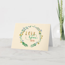 Liefde groeit hier citaat Aquarel Bloemenkrans Bedankkaart