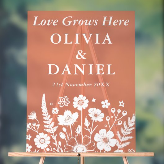 Liefde groeit hier | Herfst Tuin bruiloft welkom Acryl Bord (Neutraal)