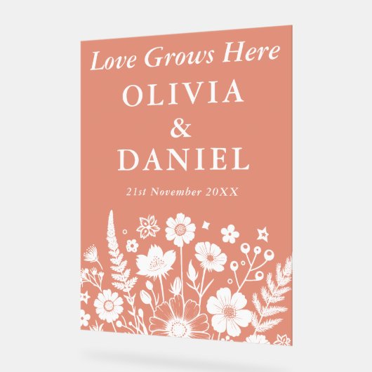Liefde groeit hier | Herfst Tuin bruiloft welkom Acryl Bord (Hoek)