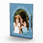 Liefde Groeit Hier Modern Boog Denimblauw Fotoblokken (Rechts)