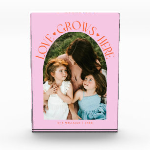 Liefde groeit hier Moderne boog oranje roze Fotoblokken