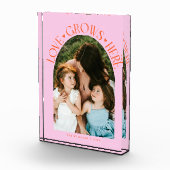 Liefde groeit hier Moderne boog oranje roze Fotoblokken (Rechts)