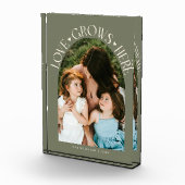 Liefde groeit hier moderne boog sage groen fotoblokken (Rechts)