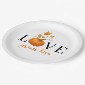 Liefde groeit hier | pompoenbelettering-Herfst Papieren Bordje (Gekanteld)