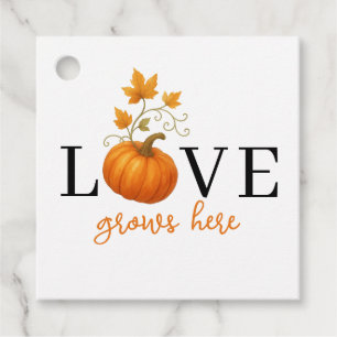 Liefde groeit hier Pompoenlettering herfst Bedankjes Labels