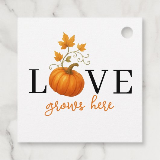 Liefde groeit hier | Pompoenlettering herfst Bedankjes Labels (Achterkant)
