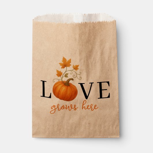 Liefde groeit hier | Pompoenlettering herfst Bedankzakje (Voorkant)