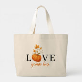 Liefde groeit hier | Pompoenlettering herfst Grote Tote Bag (Achterkant)