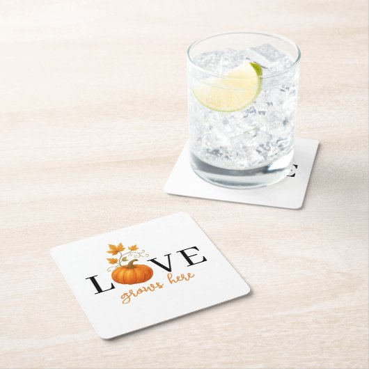 Liefde groeit hier | Pompoenlettering herfst Kartonnen Onderzetters (Insitu)