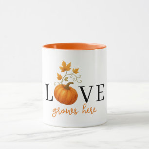 Liefde groeit hier   Pompoenlettering herfst Mok