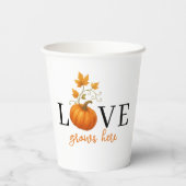 Liefde groeit hier | Pompoenlettering herfst Papieren Bekers (Achterkant)