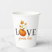 Liefde groeit hier | Pompoenlettering herfst Papieren Bekers (Voorkant)
