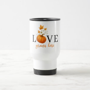 Liefde groeit hier   Pompoenlettering herfst Reisbeker