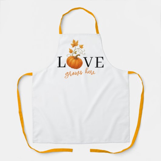 Liefde groeit hier | Pompoenlettering Herfst Schor Schort (Voorkant)