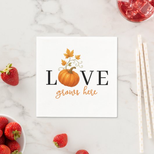 Liefde groeit hier | Pompoenlettering herfst Servet (Insitu)