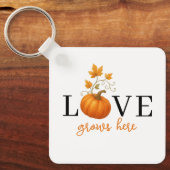 Liefde groeit hier | Pompoenlettering herfst Sleutelhanger (Voorkant)