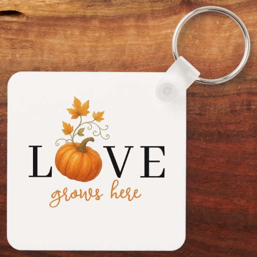 Liefde groeit hier | Pompoenlettering herfst Sleutelhanger (Achterkant)
