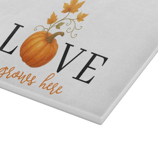 Liefde groeit hier | Pompoenlettering herfst Snijplank (Hoek)