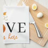 Liefde groeit hier | Pompoenlettering herfst Theedoek (Quarter Fold)