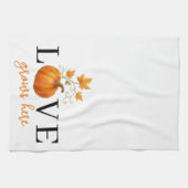 Liefde groeit hier | Pompoenlettering herfst Theedoek (Horizontaal)