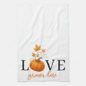 Liefde groeit hier | Pompoenlettering herfst Theedoek (Verticaal)