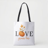 Liefde groeit hier | Pompoenlettering herfst Tote Bag (Voorkant)