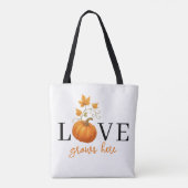 Liefde groeit hier | Pompoenlettering herfst Tote Bag (Achterkant)