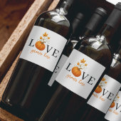 Liefde groeit hier | Pompoenlettering herfst Wijn Etiket