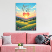 Liefde groeit hier Romantische Hart Kunst Canvas Afdruk (Insitu (Woonkamer))